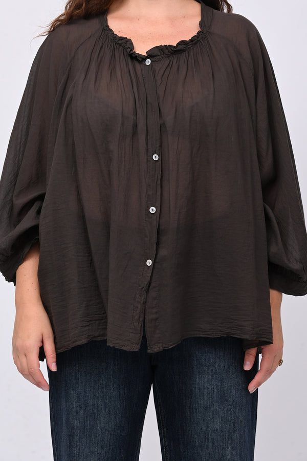 Camicia mussola stropicciata - Moro