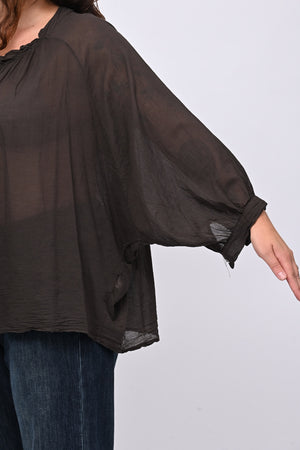 Camicia mussola stropicciata - Moro