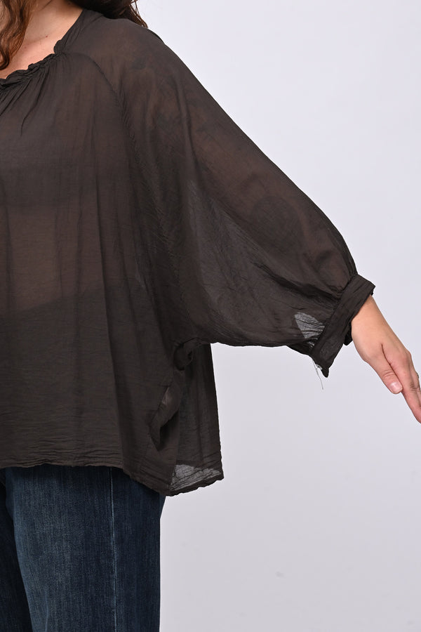 Camicia mussola stropicciata - Moro