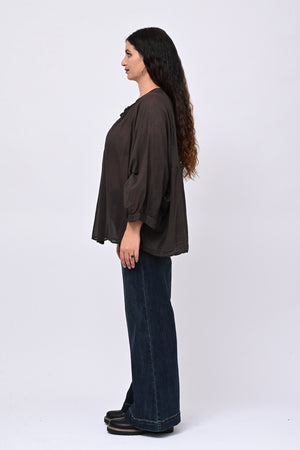 Camicia mussola stropicciata - Moro