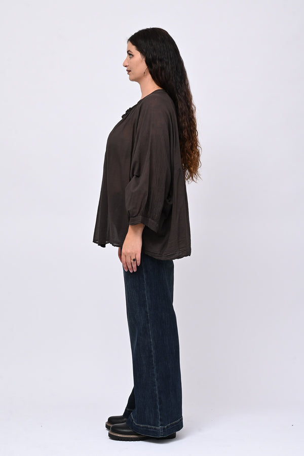 Camicia mussola stropicciata - Moro
