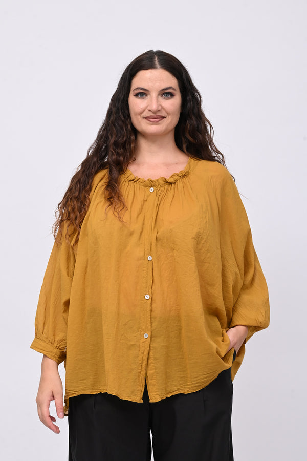 Camicia mussola stropicciata - Ocra