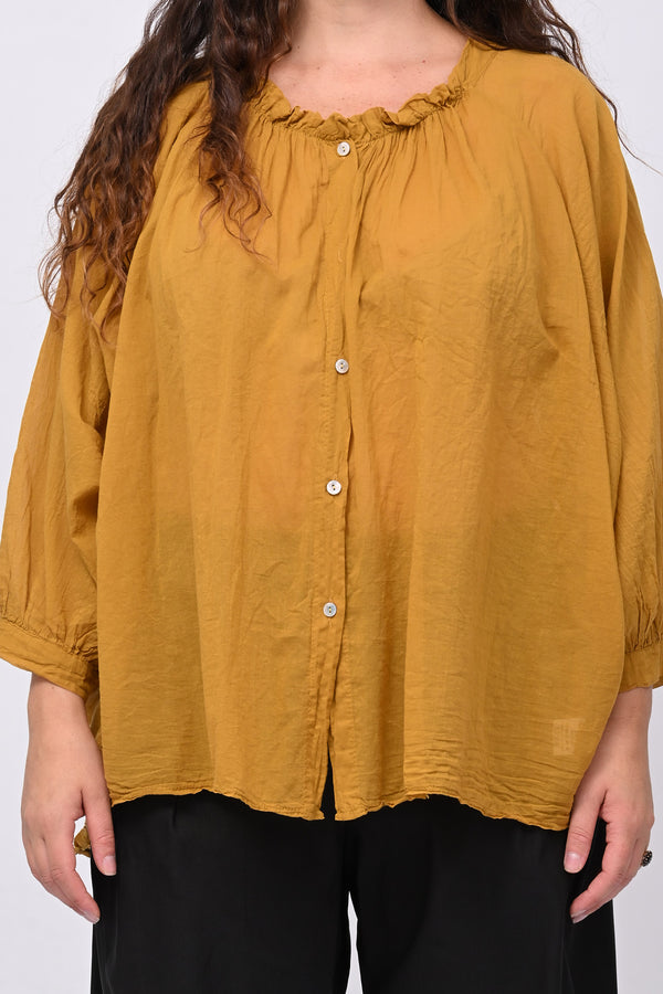 Camicia mussola stropicciata - Ocra