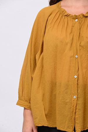 Camicia mussola stropicciata - Ocra