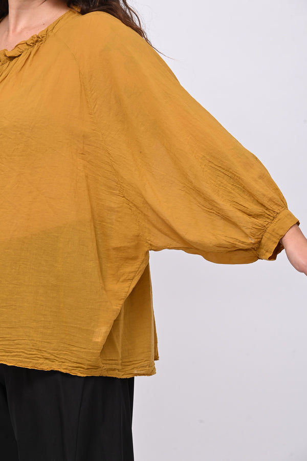 Camicia mussola stropicciata - Ocra