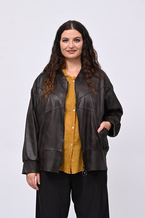 Bomber ecopelle martellata - Moro
