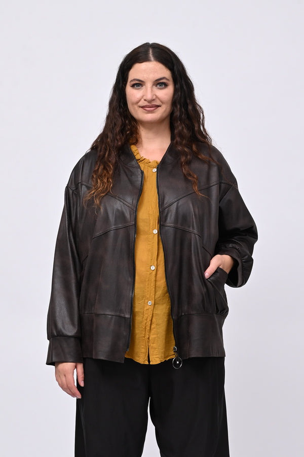 Bomber ecopelle martellata - Moro