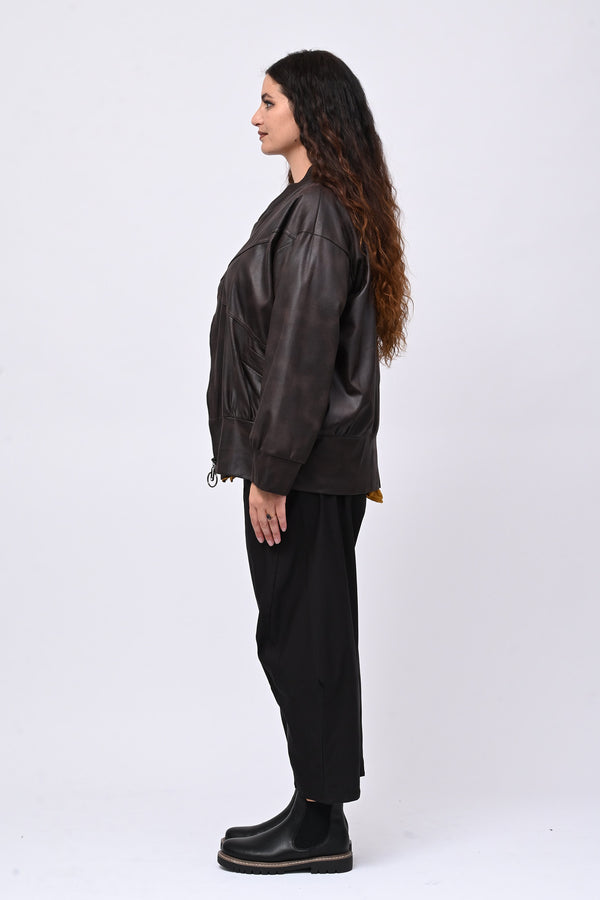 Bomber ecopelle martellata - Moro