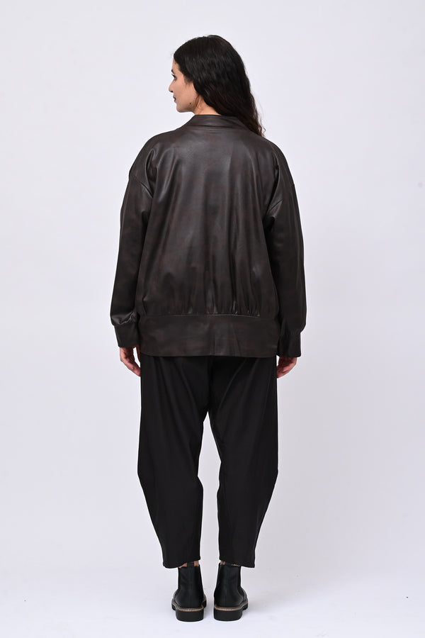 Bomber ecopelle martellata - Moro