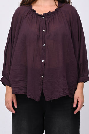 Camicia mussola stropicciata - Melanzana