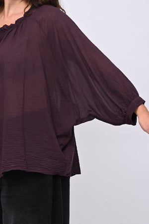 Camicia mussola stropicciata - Melanzana