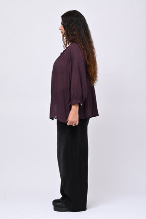 Camicia mussola stropicciata - Melanzana