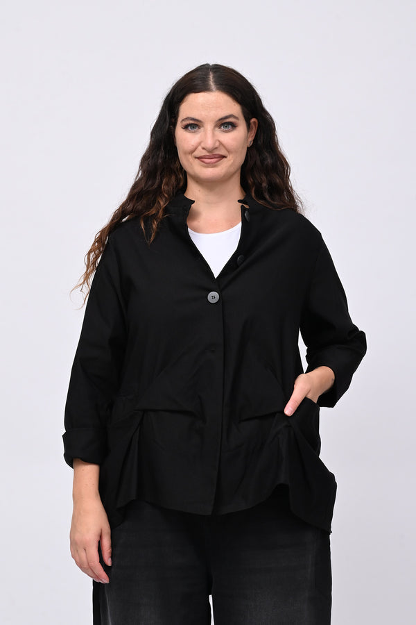 Giacca coreana arricciata - Nero