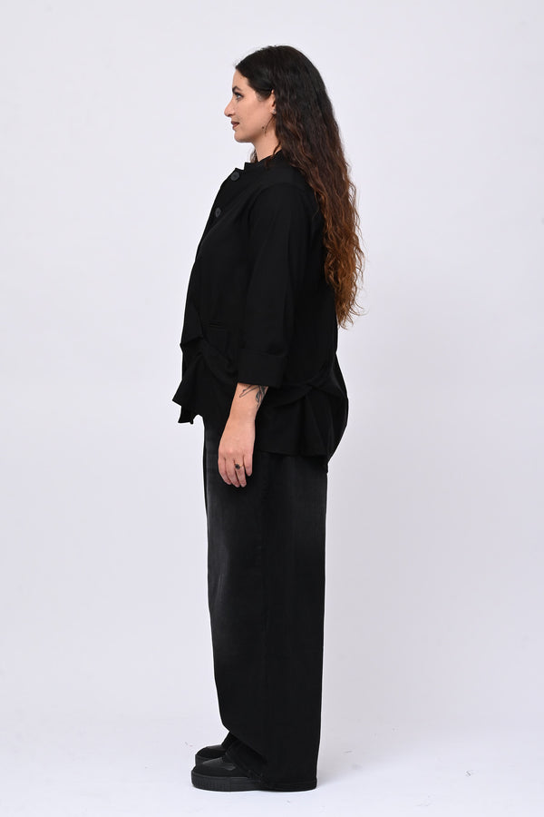 Giacca coreana arricciata - Nero