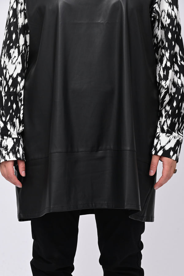 Abito-camicia ecopelle - Nero