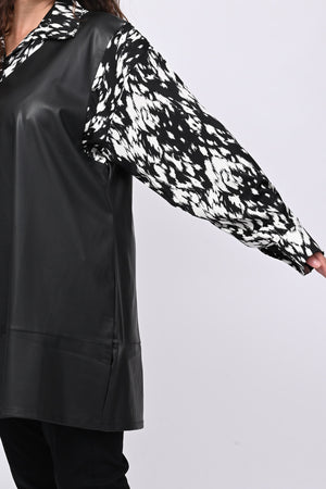 Abito-camicia ecopelle - Nero