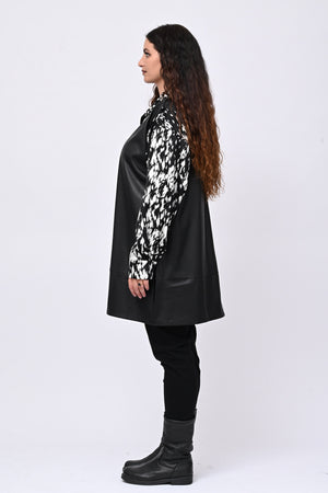 Abito-camicia ecopelle - Nero