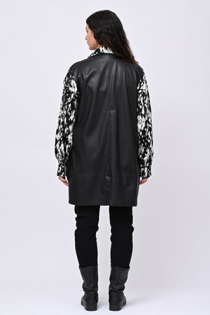 Abito-camicia ecopelle - Nero