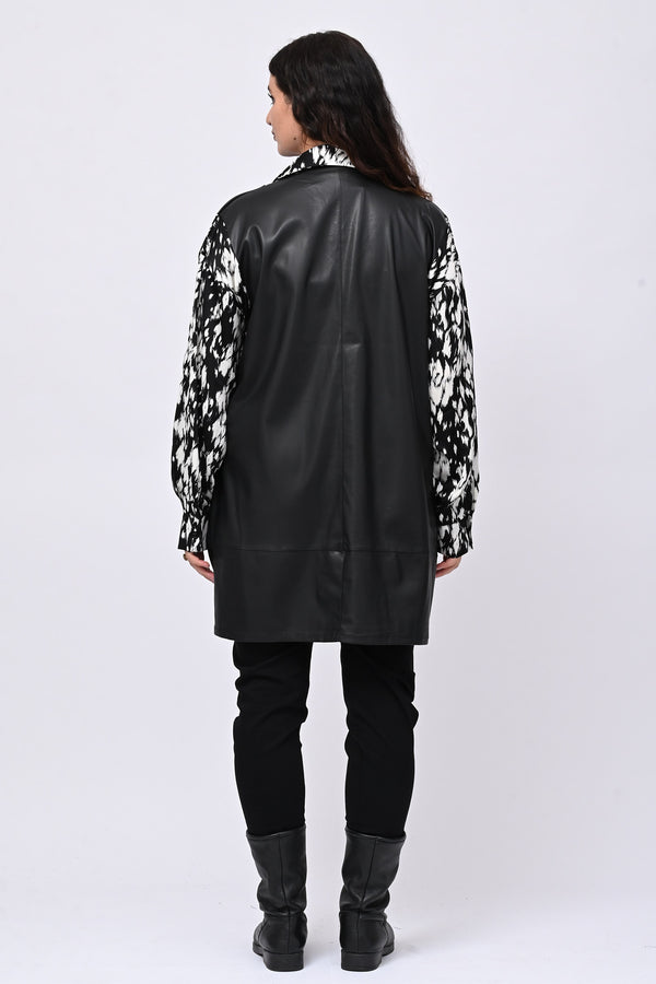 Abito-camicia ecopelle - Nero
