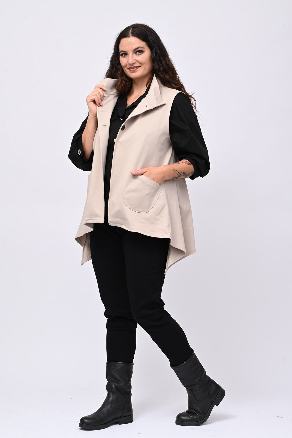 Gilet coreana svasato - Burro