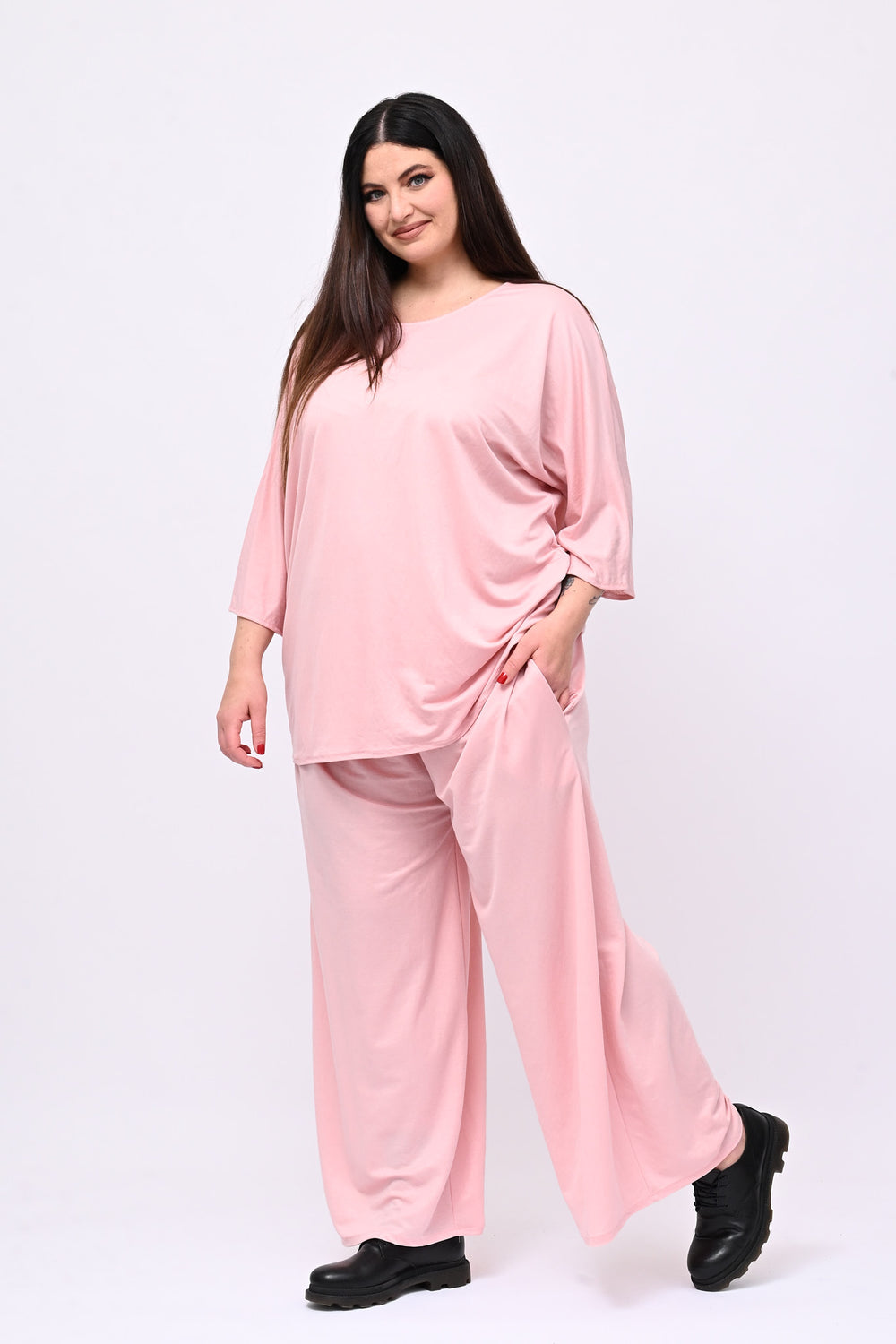 Completo over viscosa - Rosa cipria