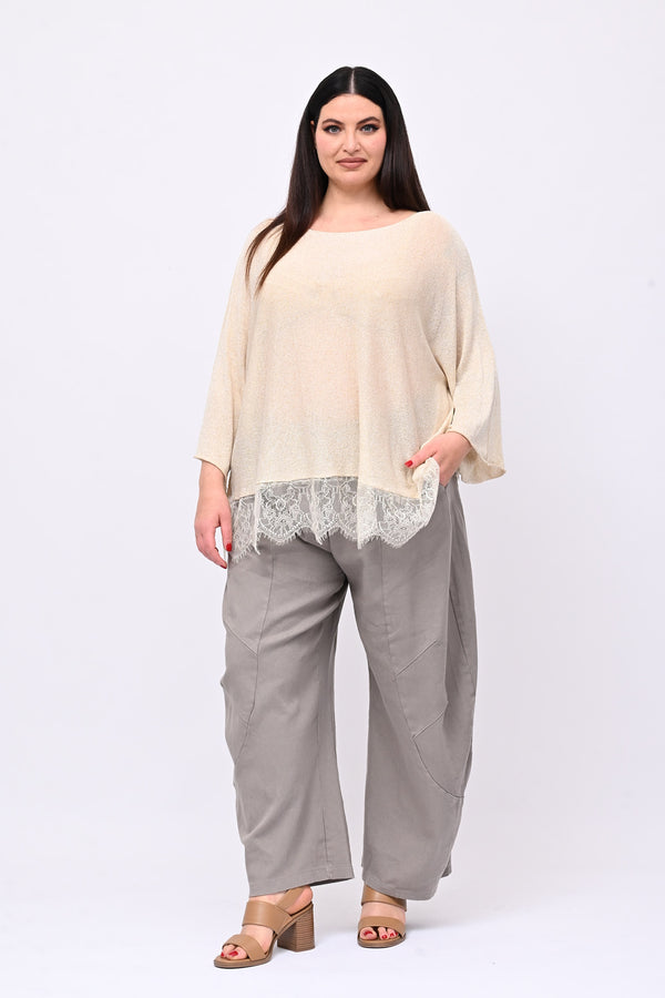 Pantalone crop jeansato - Fango