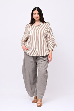 Camicia viscosa righe - Fango