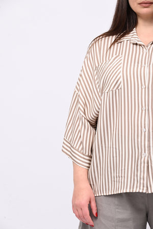 Camicia viscosa righe - Fango