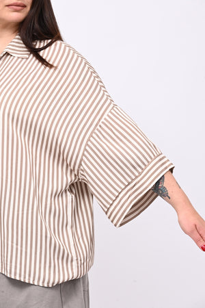 Camicia viscosa righe - Fango