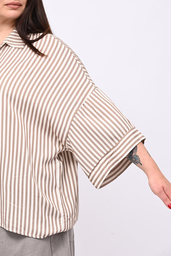 Camicia viscosa righe - Fango