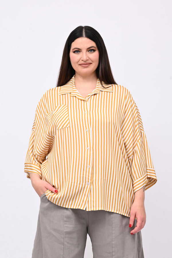 Camicia viscosa righe - Ocra