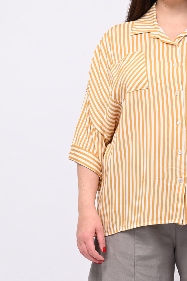 Camicia viscosa righe - Ocra