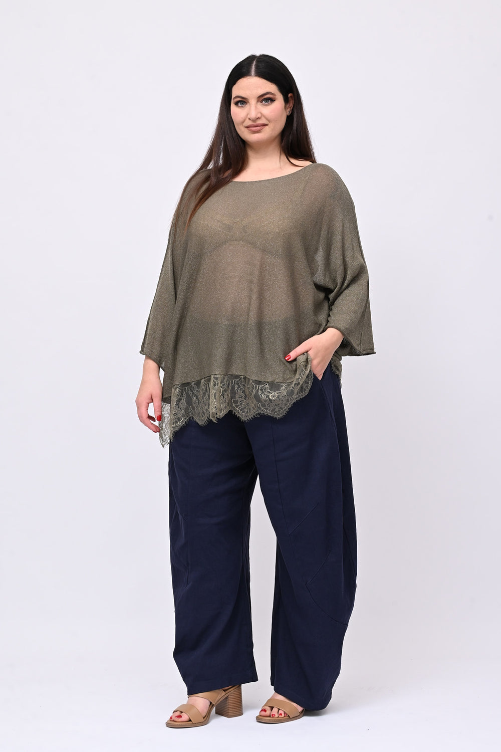 Pantalone crop jeansato - Blu