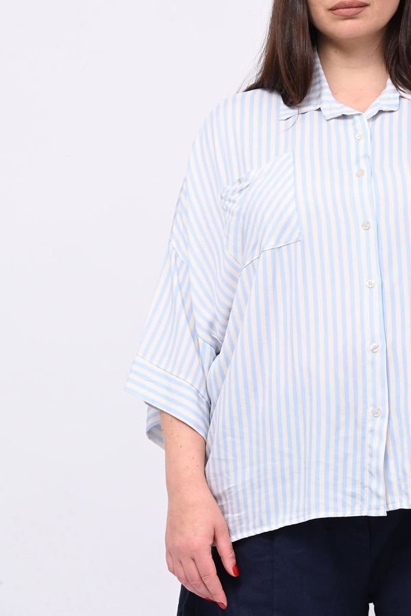 Camicia viscosa righe - Cielo