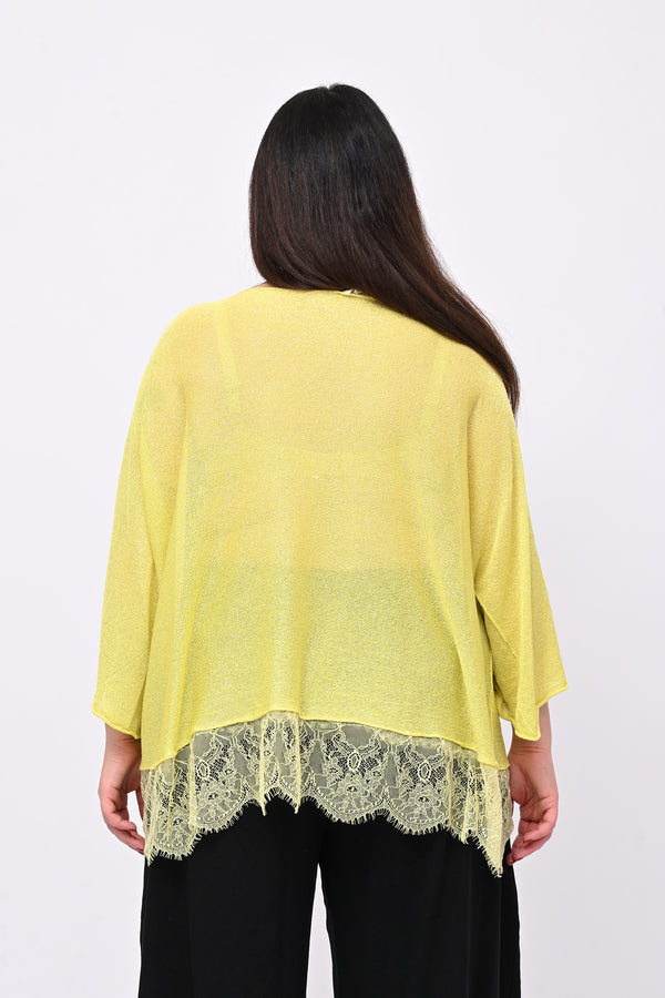 Maglia lurex pizzo - Verde lime