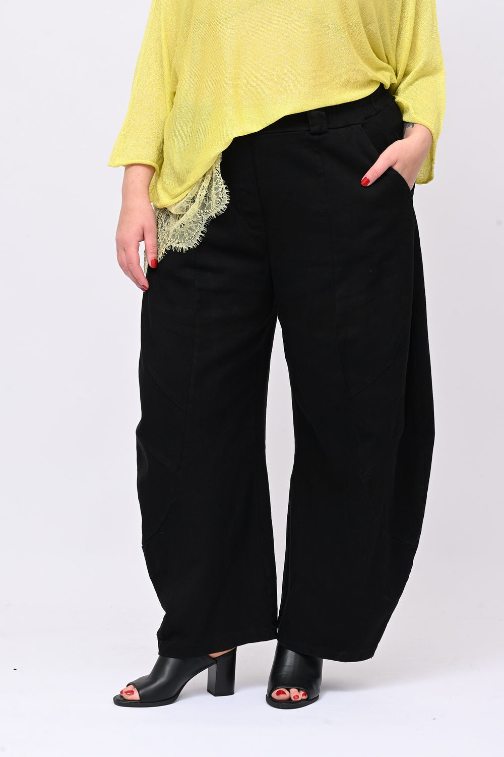 Pantalone crop jeansato - Nero