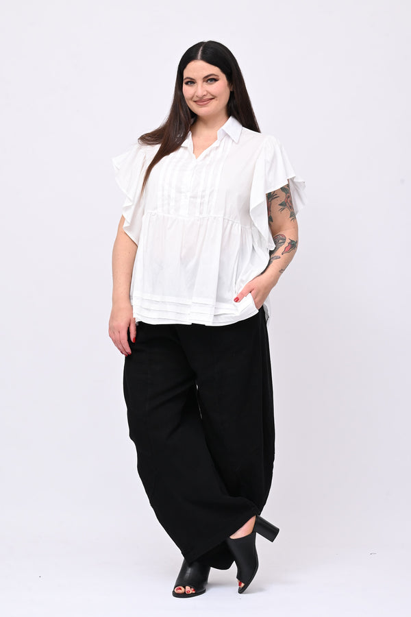 Camicia cotone plissé - Bianco
