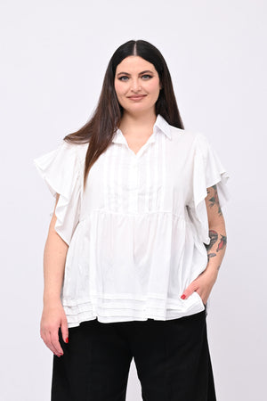 Camicia cotone plissé - Bianco