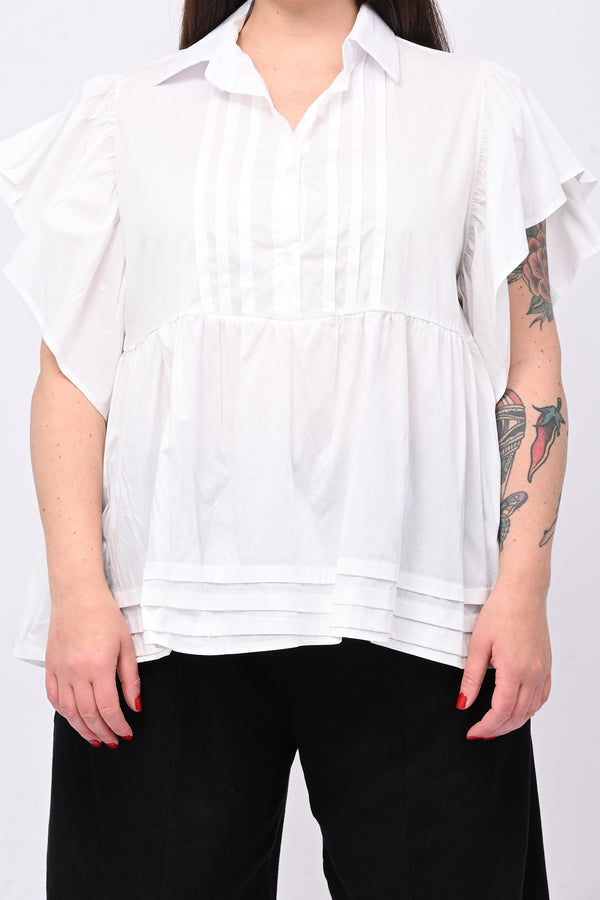 Camicia cotone plissé - Bianco