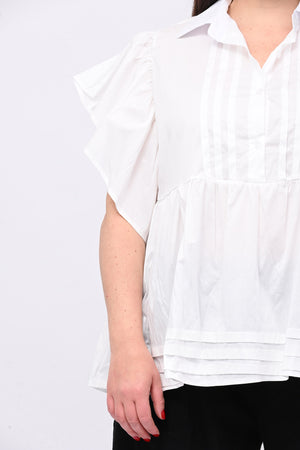 Camicia cotone plissé - Bianco