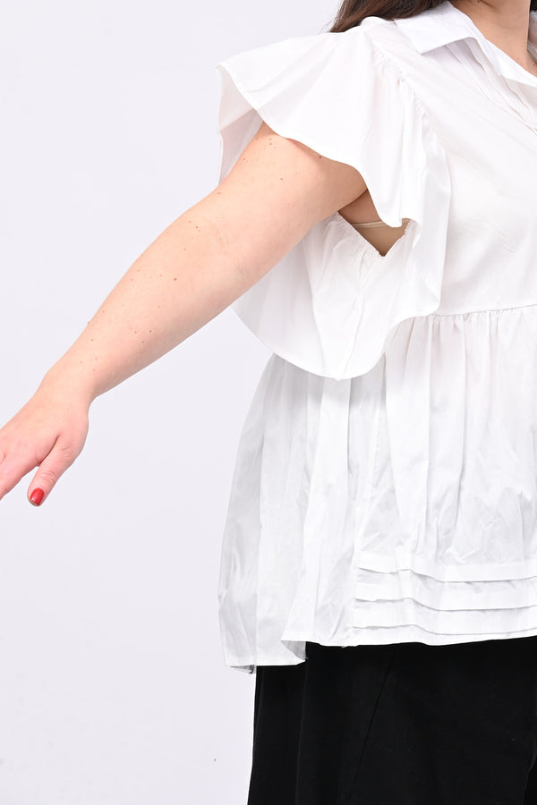 Camicia cotone plissé - Bianco