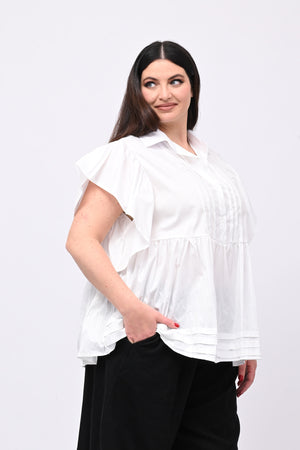 Camicia cotone plissé - Bianco