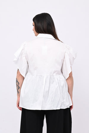 Camicia cotone plissé - Bianco