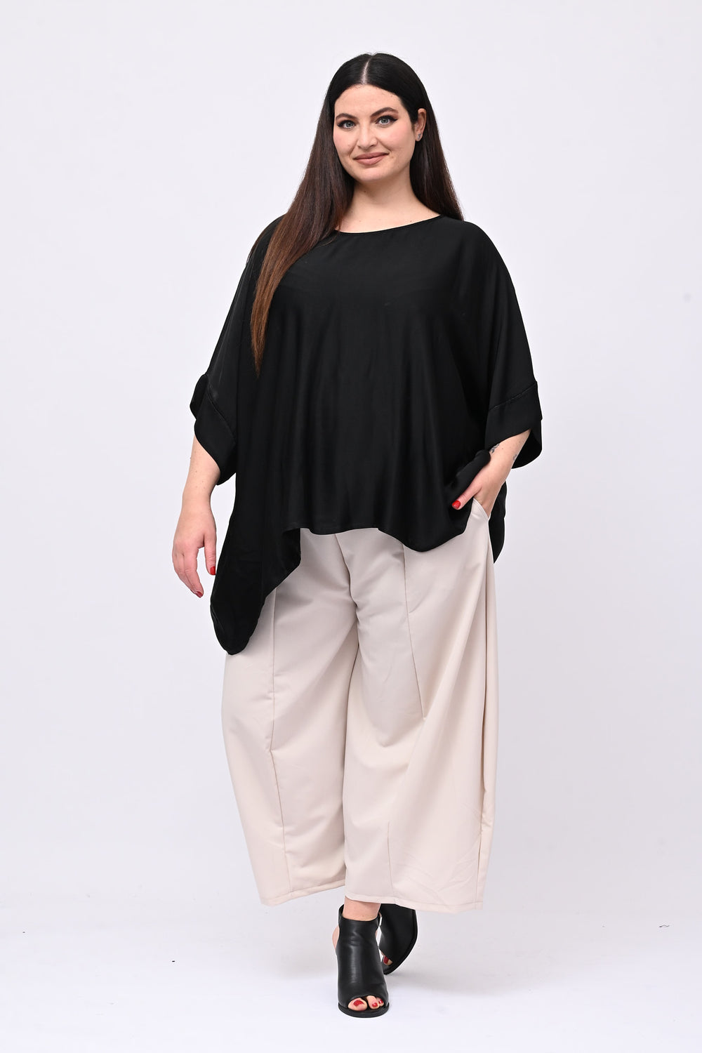 Blusa over raso - Nero