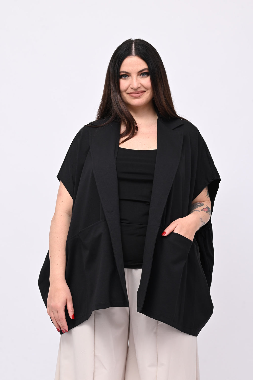 Cappa cotone tasconi - Nero