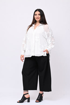 Camicia tulle ricamo - Bianco