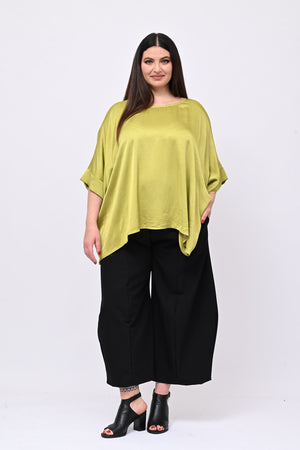 Blusa over raso - Verde oliva