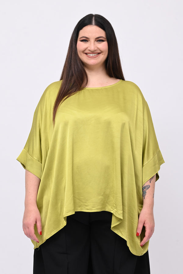 Blusa over raso - Verde oliva