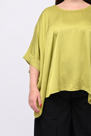 Blusa over raso - Verde oliva
