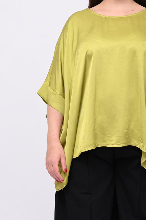 Blusa over raso - Verde oliva